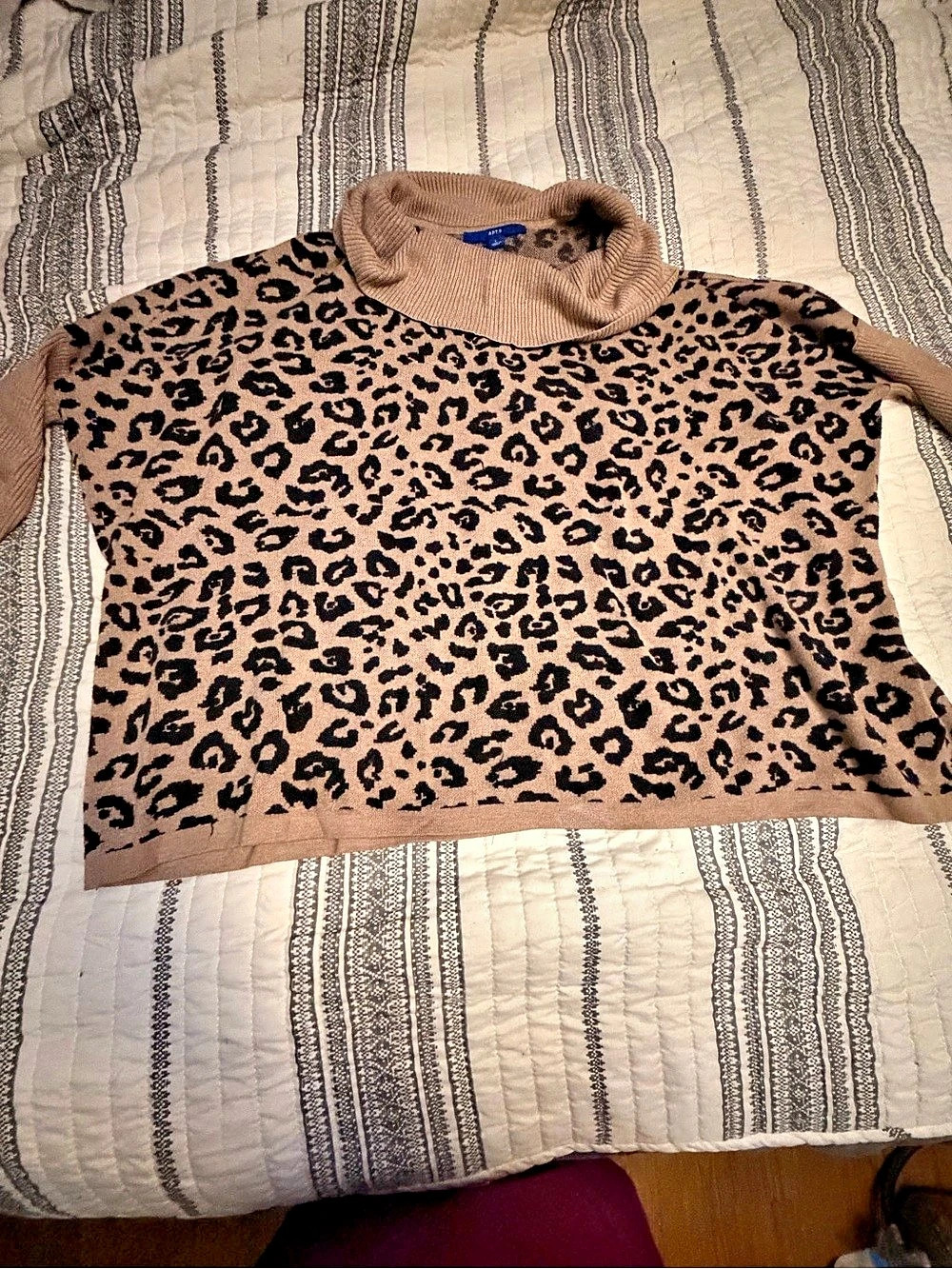 Apt. 9 Leopard Print Cowl Neck Sweater Women's Animal Print Size Large